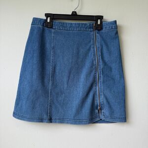 Molly‎ Green Denim Zip Up Skirt Size Small